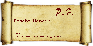 Pascht Henrik névjegykártya